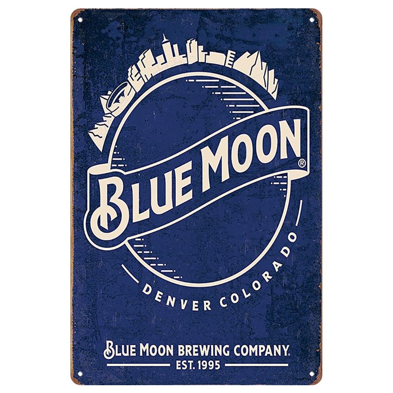 Vintage Blue Moon Beer Tin sign Blue