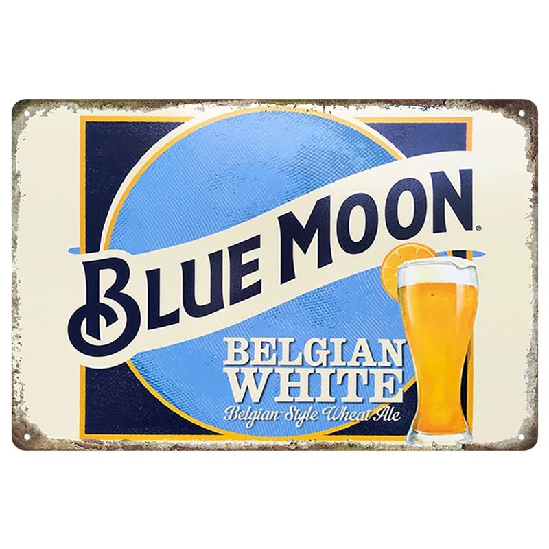 Vintage Blue Moon Beer Tin sign White