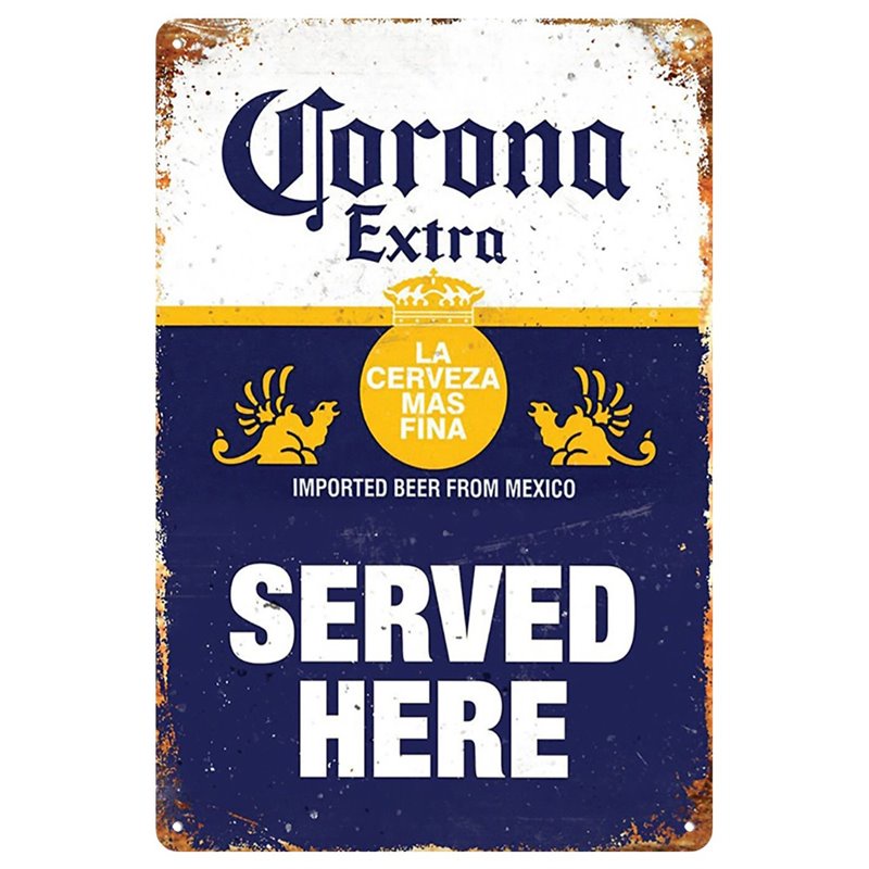Vintage Corona Extra Beer Served Here Tin sign