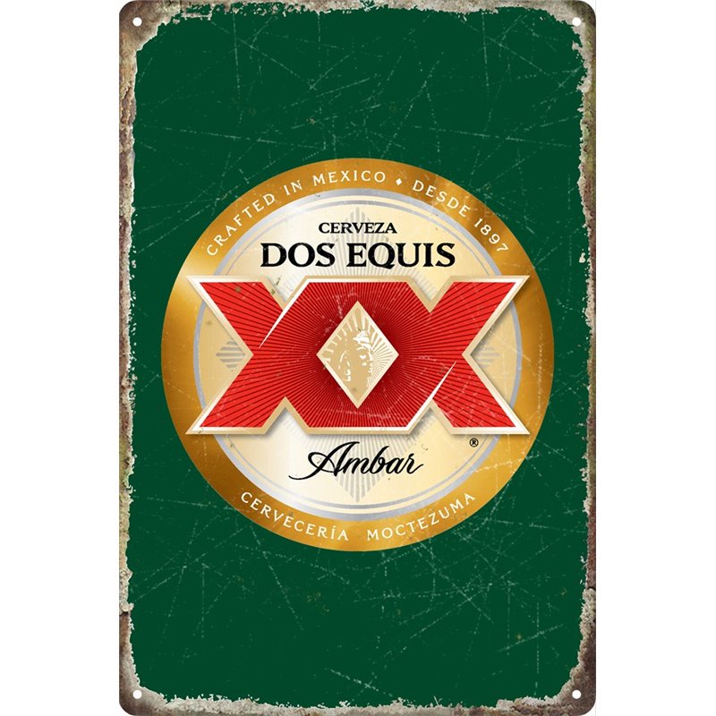Vintage Dos Equis XX Beer Tin Sign