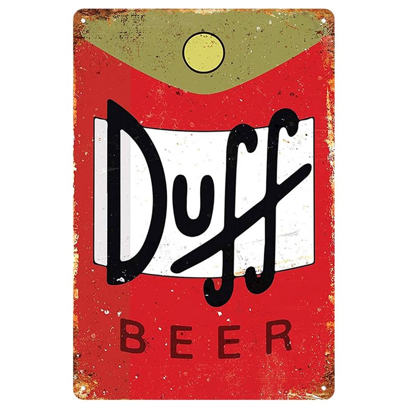 Vintage Duff Beer Tin Sign Red