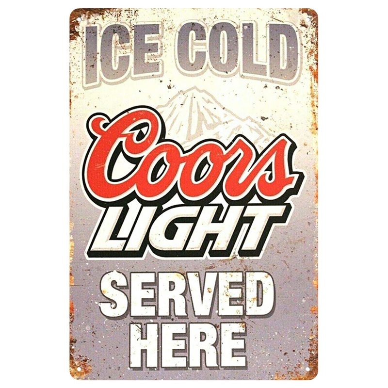 Vintage Ice Cold Cools Light Beer Tin Sign
