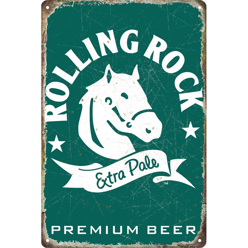 Vintage Rolling Rock Beer Tin Sign