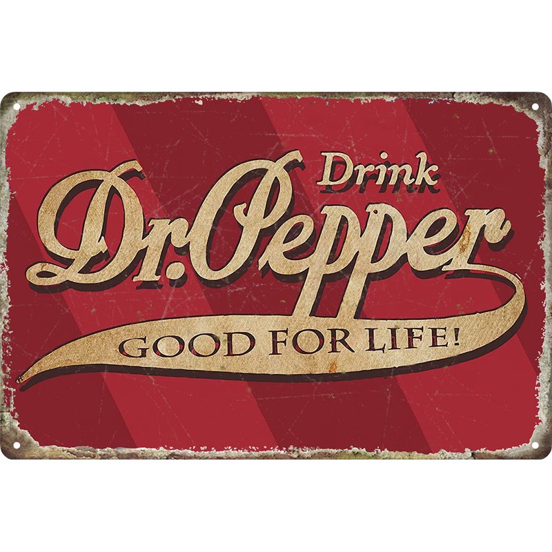 Vintage Dr Pepper Tin Sign Green