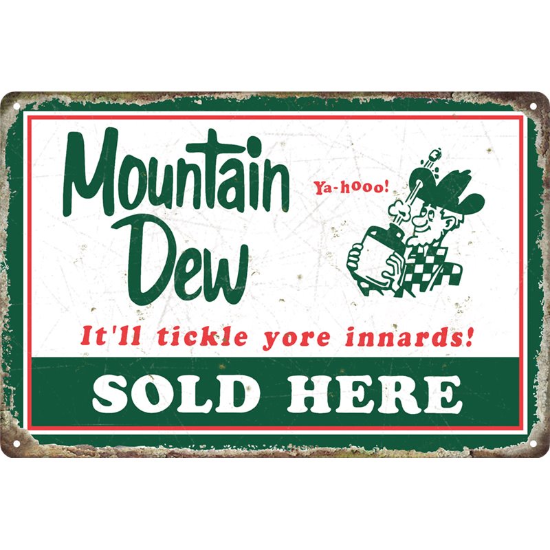 Vintage Mountain Dew Tin Sign Sold Here