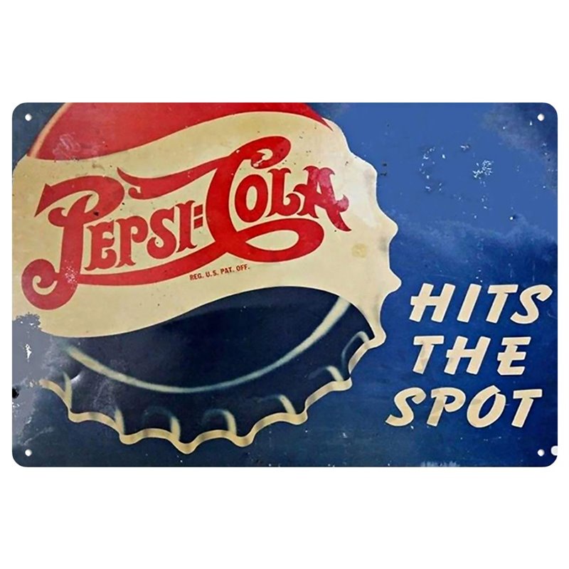 Vintage Pepsi Cola Hits The Spot Tin Sign
