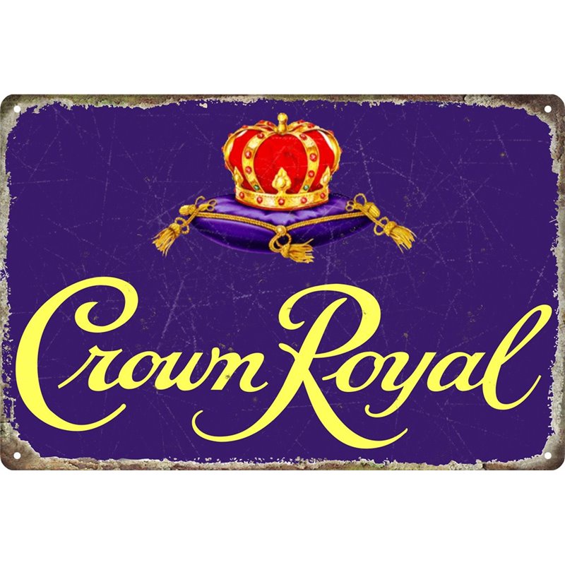 Vintage Crown Royal Whisky Tin Sign Purple