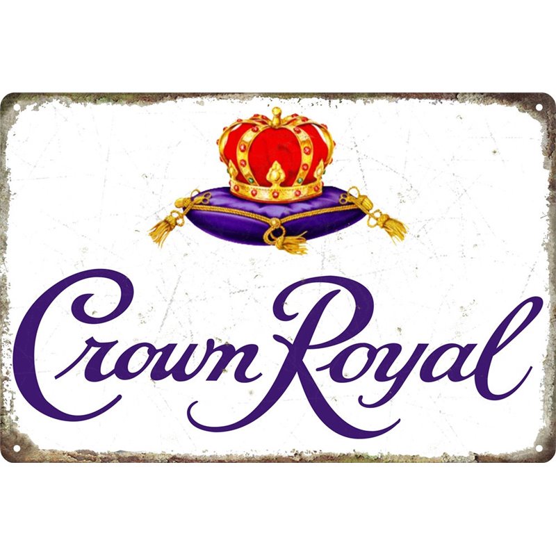 Vintage Crown Royal Whisky Tin Sign White