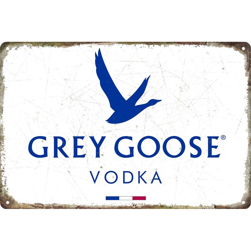 Vintage Grey Goose Tin Sign White
