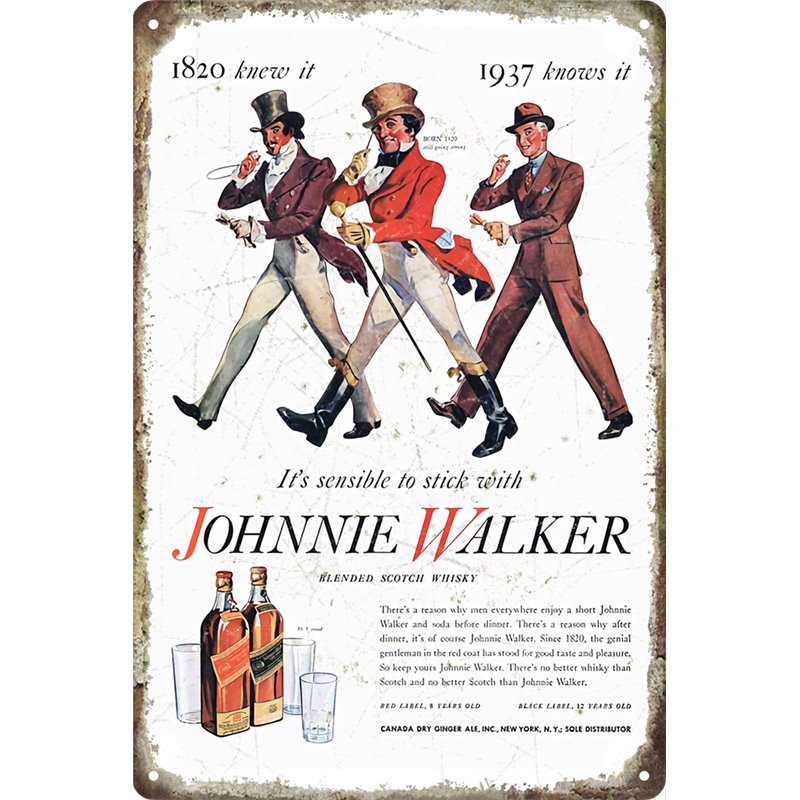 Vintage Johnnie Walker Garag Tin Sign