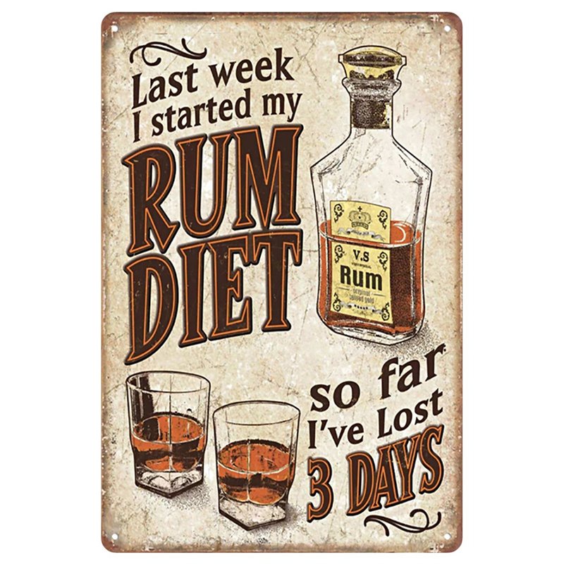 Vintage Rum Diet Tin Sign
