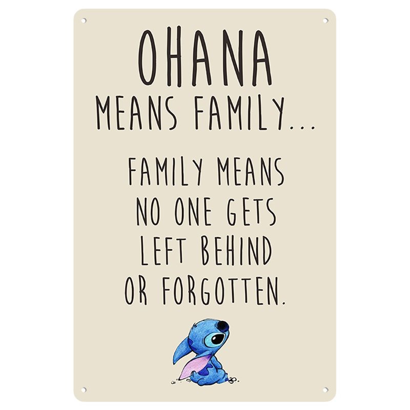 Ohana Means Family Tin Sign 12x8inch