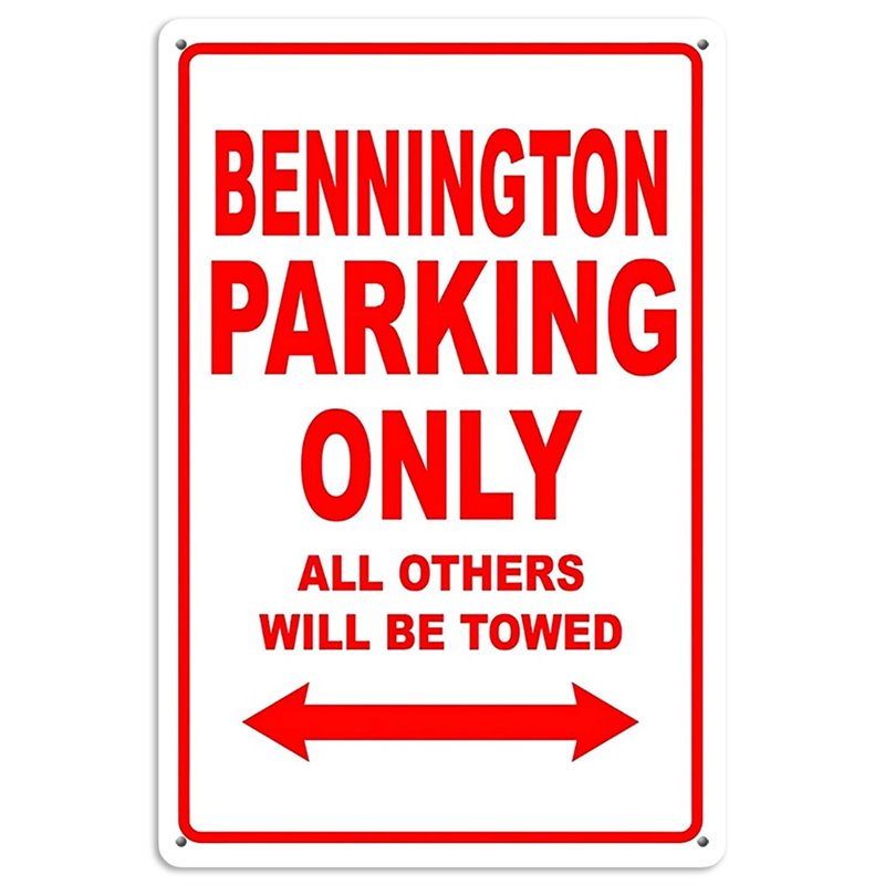 Bennington Parking Only All Others Will Be Towed Tin Sign