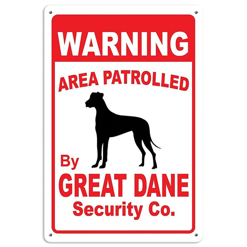 Warning Area Patrolled By Great Dane Tin Sign