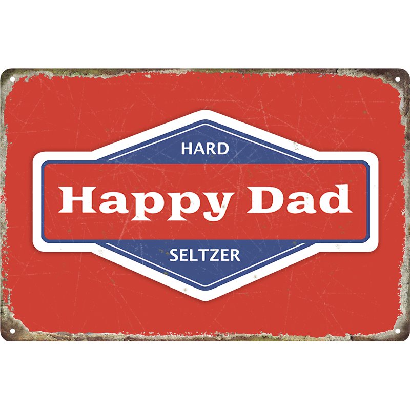 Happy Dad Tin Sign Red
