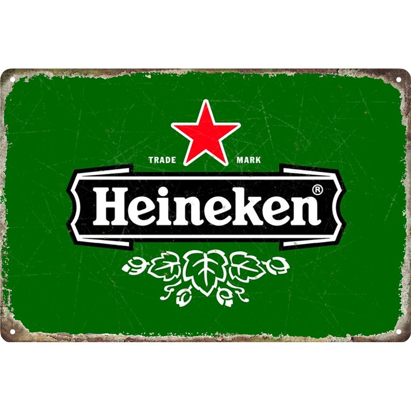 Vintage Heineken Metal Tin Sign Green