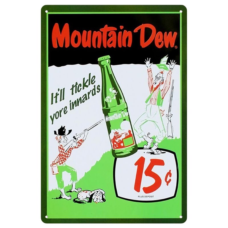 Mountain Dew Soda 15 Cents Metal Tin Sign