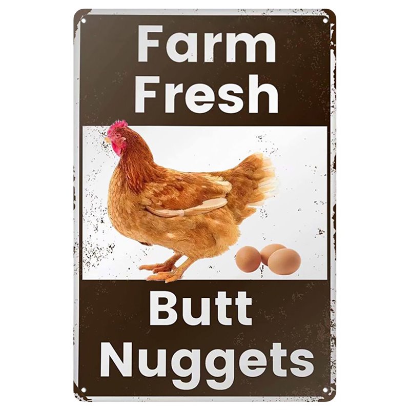 Vintage Farm Fresh Butt Nuggets Metal Tin Sign