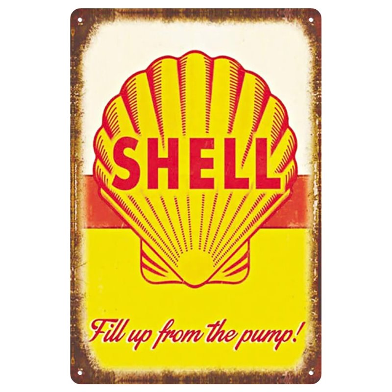Vintage Shell Metal Tin Sign