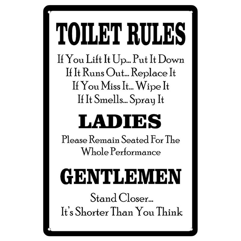 Toilet Rules funny bathroom Metal Tin Sign