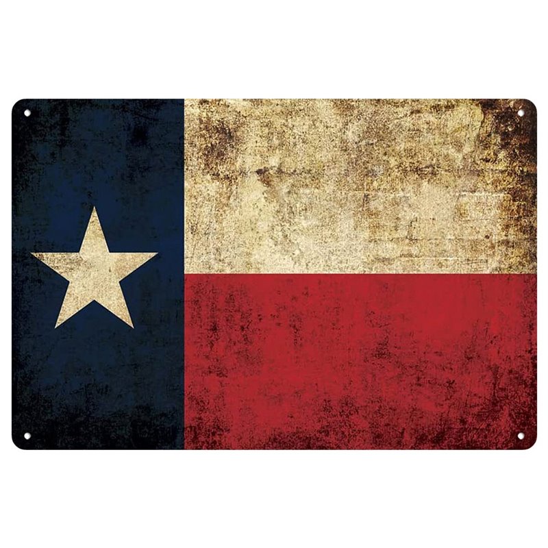 Vintage Bandera del estado de Texas Metal Tin Sign