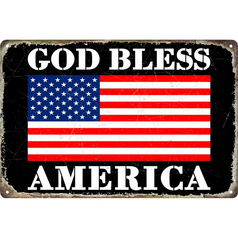 Vintage God Bless America Metal Tin Sign