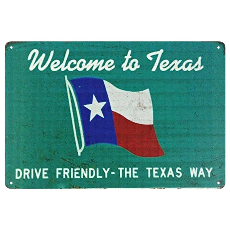 Vintage Welcome to Texas Metal Tin Sign