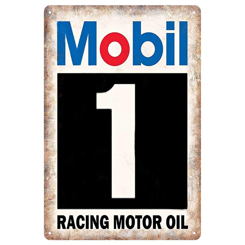 Vintage Mobil 1 Racing Motor Oil Metal Tin Sign