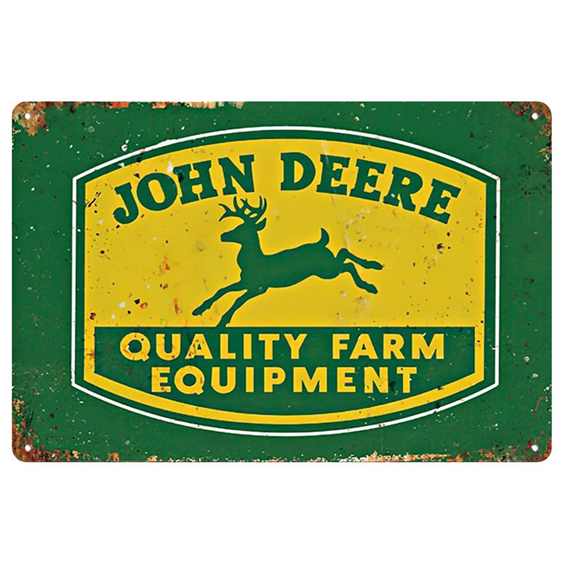 Vintage John Deer Metal Tin Sign Green