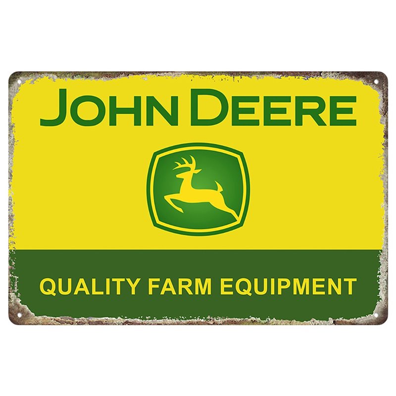 Vintage John Deer Metal Tin Sign Yellow