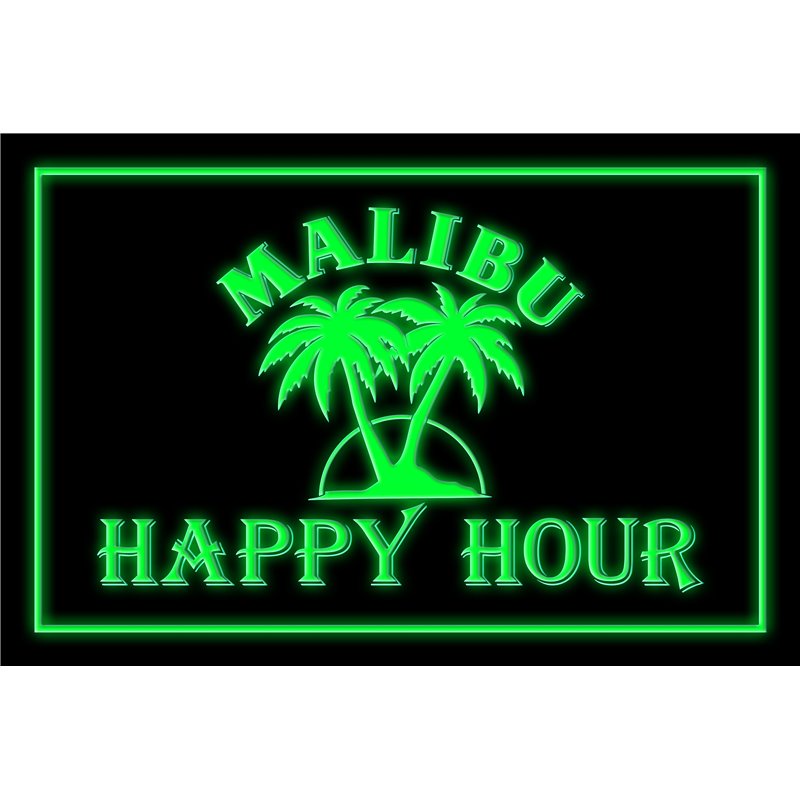 Malibu Beer Happy Hour Bar LED Sign