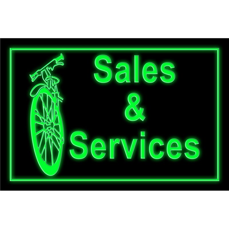 Bike Bicycle Sales & Services Shop LED Sign