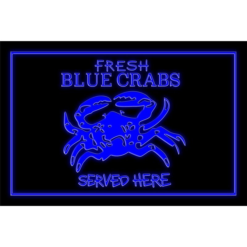 Fresh Blue Crabs Seafood Served Here Led Sign