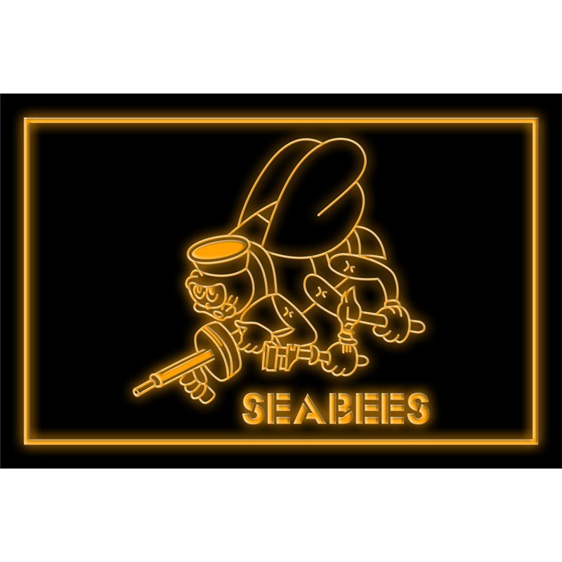 US U.S. Navy Seabees Metal Led Sign