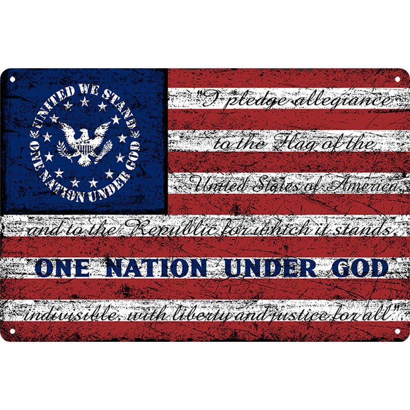 Vintage One Nation Under God Metal Tin Sign