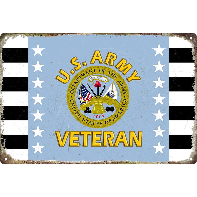 Veteran U.S Army Metal Tin Sign