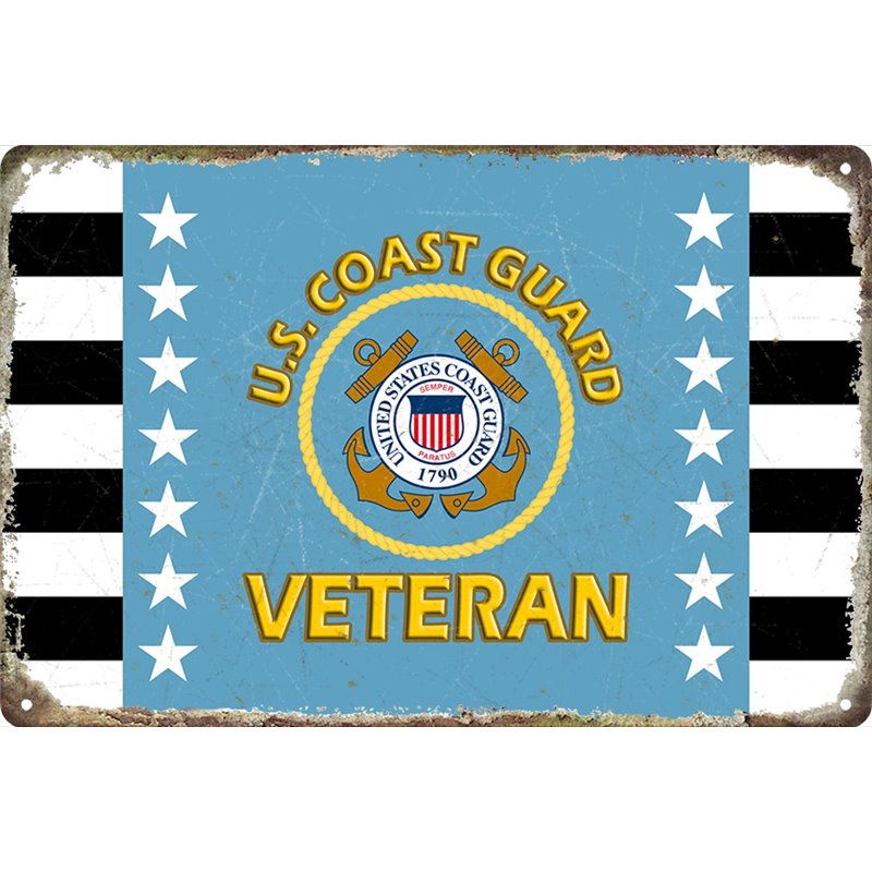 Veteran U.S. Coast Guard Metal Tin Sign