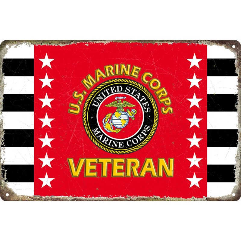 Veteran U.S. Marine Corps Metal Tin Sign