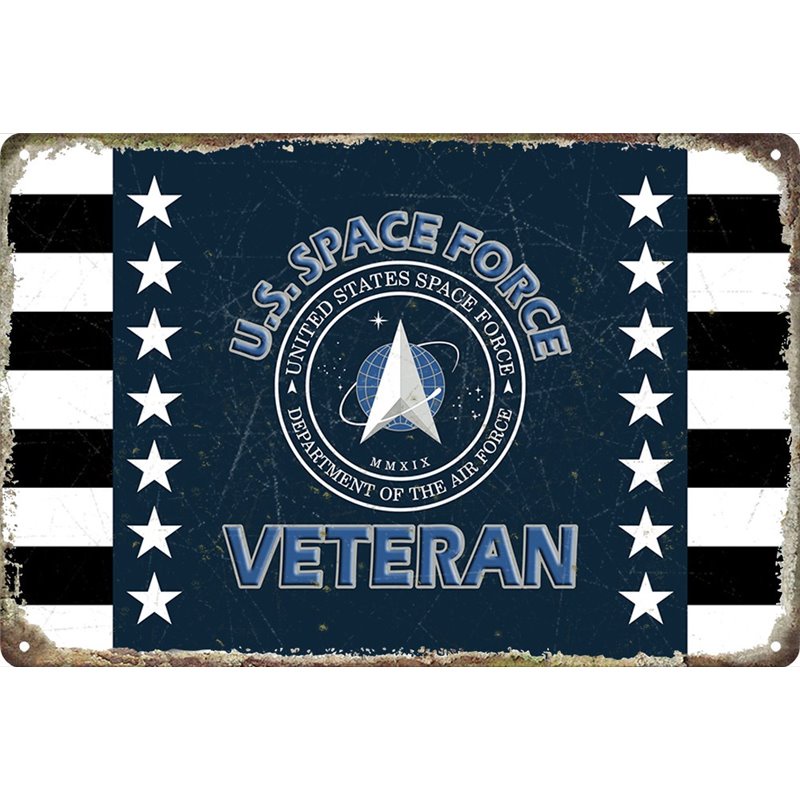 Veteran U.S. Space Force Metal Tin Sign