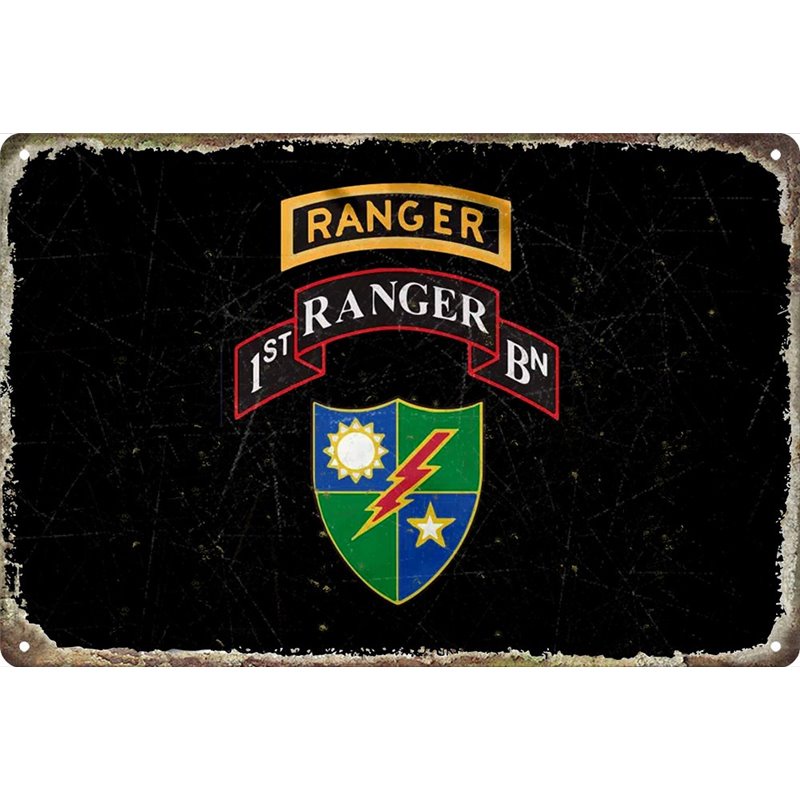 Vintage 1st Battalion 75th Ranger Regiment Metal Tin Sign