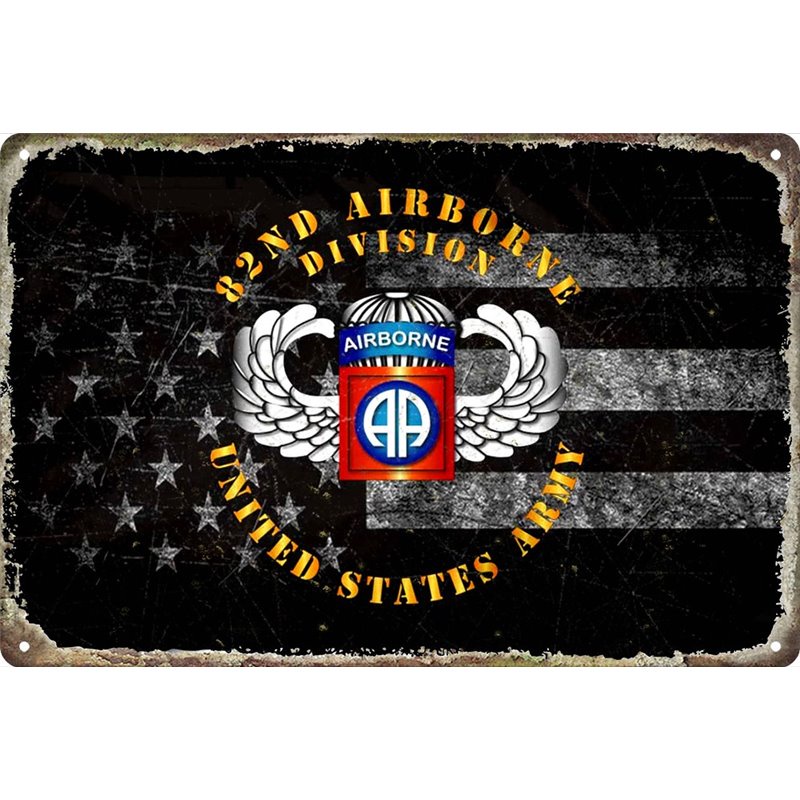 Vintage 82nd Airborne Division Metal Tin Sign