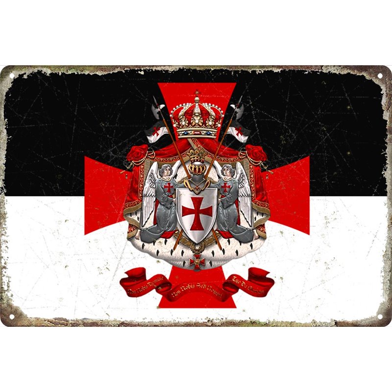 Vintage Knights Templar Coat of Arms Metal Tin Sign