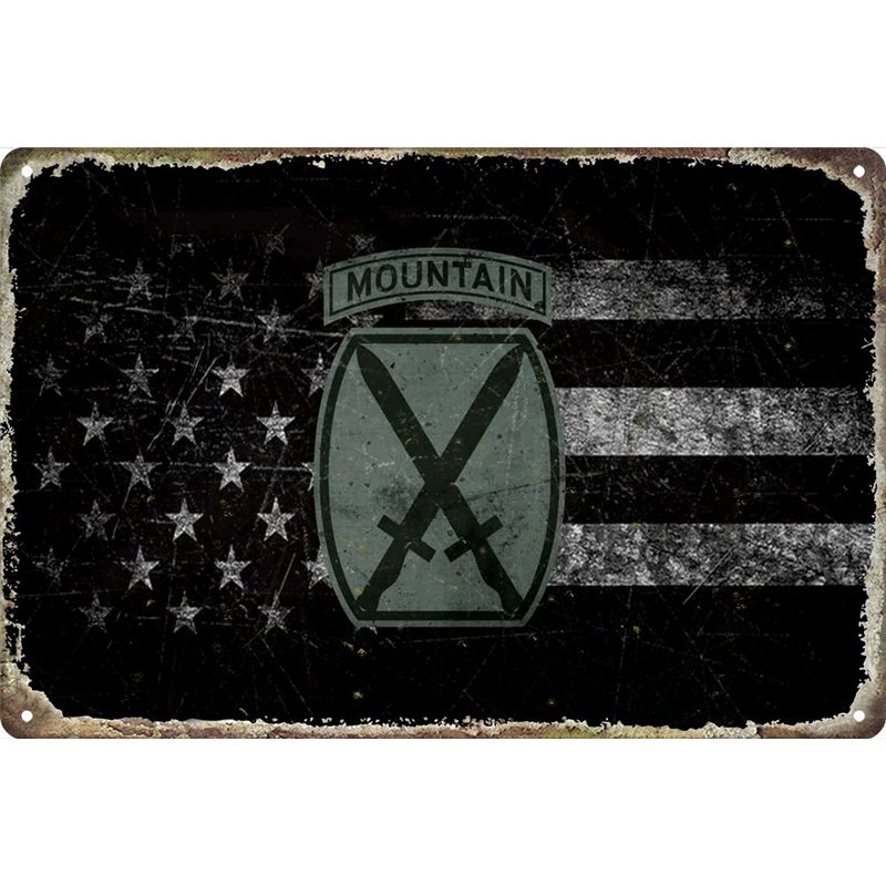 Vintage US Army Retro 10th Mountain Division Metal Tin Sign