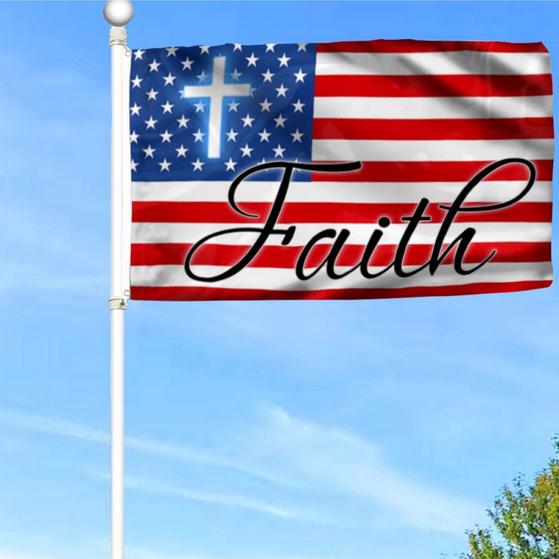 Faith Jesus Christian Flag Banner Stars and Stripes