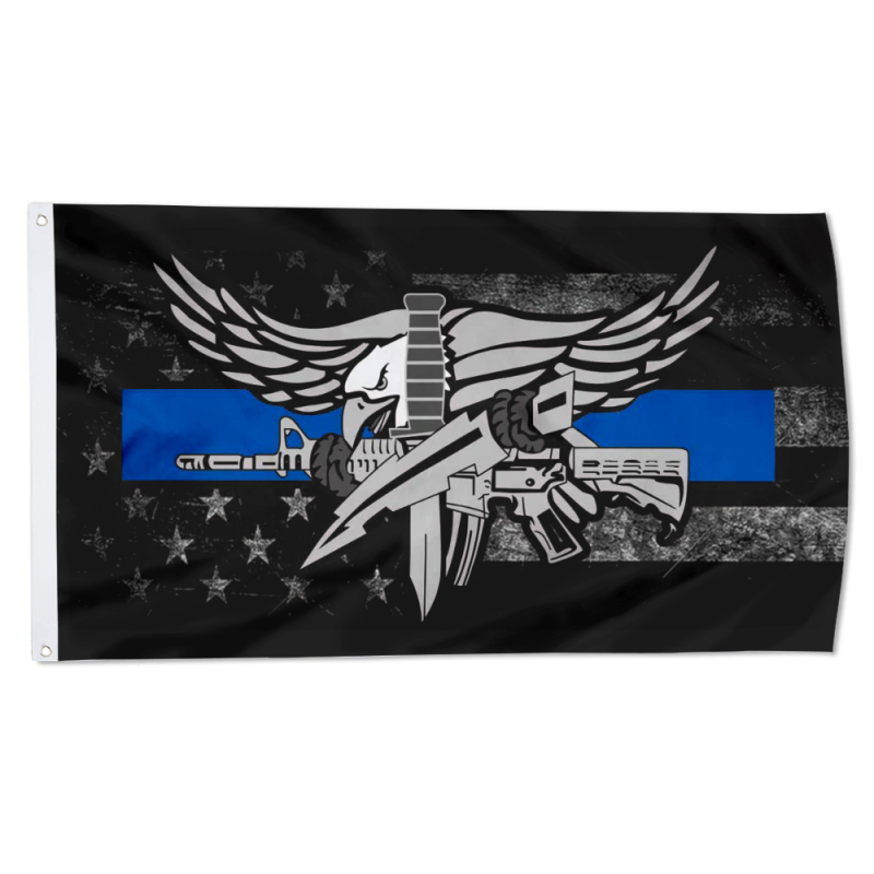 Police Swat Thin Blue Line Decal Flag